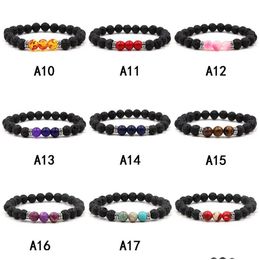 Beaded Lava Rock Stone Bead Bracelet Chakra Charm Natural Essential Oil Diffuser Beads Chain For Women Men Fashion Crafts Jewellery Zz D Dhf6G