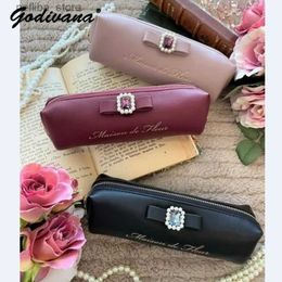 Cosmetic Bags Japanese Style New Pearl Rhienstone Cute Pencil Case Clutch Cosmetic Bag Students Girls Cute Pencil Bag Key Wallets L410