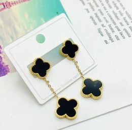 Stud Fashion Vintage 4/Four Leaf Clover Desinger Earrings Silver 18K Gold Plated for Women Titanium Stainless Steel Wedding Jewelry Gif