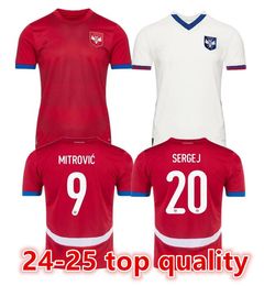 2024 2025 Serbia Soccer Jerseys 2024 2025 MILIVOJEVIC MITROVIC TADIC JOVIC KOLAROV Kostic Vlahovic SERGEL MATIC national football team Uniforms Men Shirts