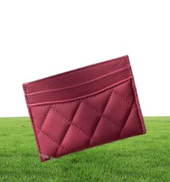 Holder C Red Calfskin caviar Wallets genuine leather men womens card holders coin purse pocket porte cartes de luxe top quality3925273