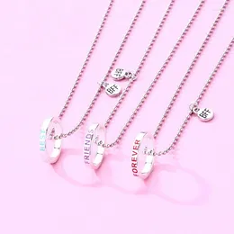 Pendant Necklaces 3 Pieces/set Forever Friends Ring Children Sisters Clavicle Chain Friendship Jewelry Gift
