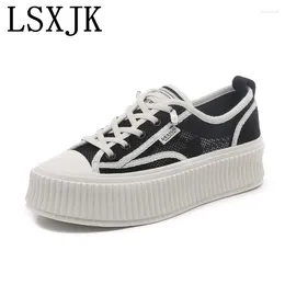 Casual Shoes LSXJK Woman Spring Summer 2024 Lace Fisherman's Women's Muffin Platform Thick Sole Mesh Breathable Sneakers