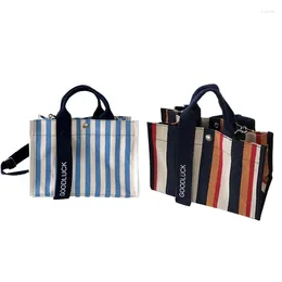 Bag Women South Korea Simple Canvas Fresh Striped Shoulder Ladies Portable Crossbody Small Handbag