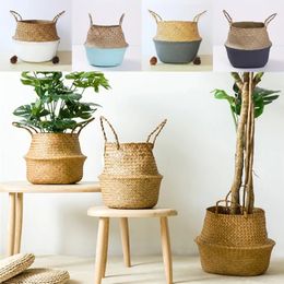 Straw Weaving Flower Plant Pot Basket Grass Planter Basket Indoor Outdoor Flower Pot Plant Containers Dirty Basket 240409