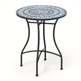 Camp Furniture 24 Inch Patio Bistro Table W/ Ceramic Tile Tabletop Heavy-Duty Metal Structure