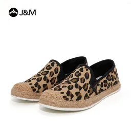 Casual Shoes J&M Women Espadrilles Flat Fisherman Round Toe Leopard Canvas Summer Slip-on Sneakers Zapatillas Mujer Sapatos