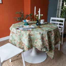 Table Cloth Vintage Floral Tablecloth For Kitchen And Dining Room Rectangle Cover Durable Dahlia Wildflower TJ7650