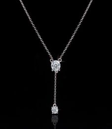 Romantic Long Lab Diamond Pendant Real 925 Sterling Silver Party Wedding Pendants Chain Necklace For Women Bridal Charm Jewelry9350675
