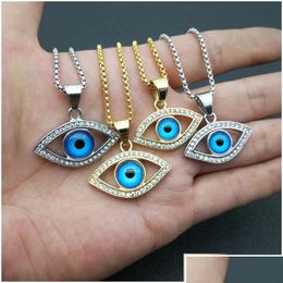 Pendant Necklaces Evil Eye Necklace Blue Eyes Lucky Amet Protection Jewellery Drop Delivery Pendants Dhtsa
