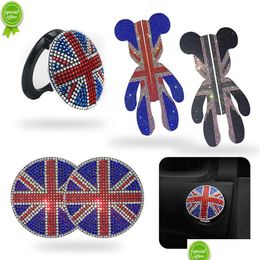 Other Wedding Favors British Flag Car Accessories Non-Slip Water Coaster One-Button Start Decoration Er Violent Bear Door Anti-Colli Dhoys