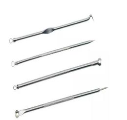 4Piece Blemish Extractor Set Stainless steel Blackhead Pimples Acne Comedone Remover Needle ToolHook Headm Doule EndsStraight N4821946