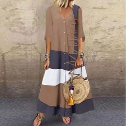 Casual Dresses 2024 Spring Women's Long Dress Printed Oversize Office Shirt Female Fashion Trendy Loose Elegant Clothes Ladies