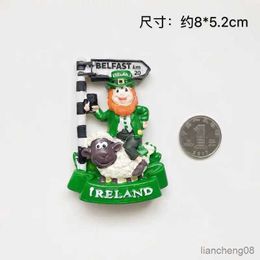 Fridge Magnets Refrigerator Decoration Irish Dwarf Cartoon Character Santorini Greek House Belgium Greece Travel Resin Stickers Fridge Magnet