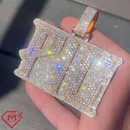 Iced Out Hiphop Yellow Gold Plated Vvs Moissanite Custom Letter Pendant