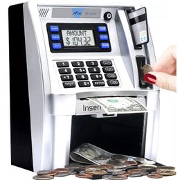 Electronic Piggy Bank ATM Password Money Box Cash Coins Saving Box ATM Bank Safe Box Automatic Deposit Banknote Christmas Gift 240408