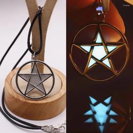 Pendant Necklaces Necklace - Round Five Pointed Star Luminous Enamel Alloy StarPendant Key Chain Winter Clothing Accessories Gift For