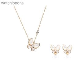 Vanclef original elegant clover necklace women S925 Silver Butterfly Necklace Plated with 18k Rose Gold Set with with real brand logo box