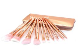 With bag Factory Direct DHL Mermaid Makeup Brushes 10 PCS Makeup Brushes Tech Professional Beauty Cosmetics Brushes Sets6837698