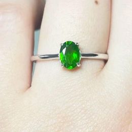 Cluster Rings 1ring 925 Sterling Silver Natural Diopside Adjustable Ring For Women Gift Stone Size Approx5 7mm