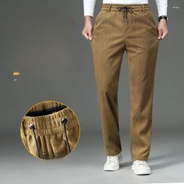 Men's Pants 2024 Autumn Winter Men Thicken Corduroy Male Baggy Streetwear Loose Solid Casual Straight Trousers H390