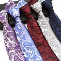 Bow Ties Ricnais Arrival Mens Paisley Tie Silk Necktie 8cm Fashion Classic Red Black Neck For Man Business Wedding Party