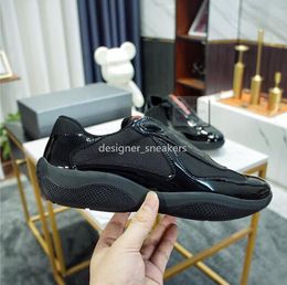 Designer Patent Leather Mesh Americas Cup Sneakers High Quality Men Women Black Flat Trainers Casual Shoes Outdoor Sport Shoes With Box