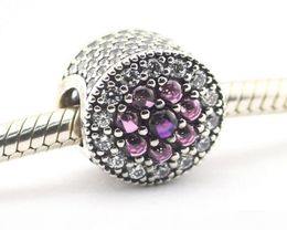 Shimmering Droplets Silver Beads with Purple CZ charms 925 sterling silver loose beads for thread bracelet fashon Jewellery authentic3588631