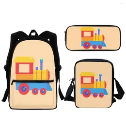 School Bags Cartoon Car Pattern Bag Boys Girls Lunch Storage Pocket Children Kindergarten Fashion Zipper Backpack Learning Tool Gift