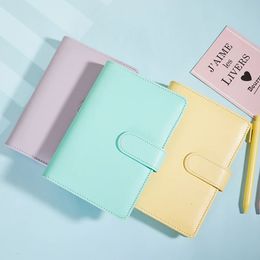 Notebook Student Diary Journal StationeryBusiness NotePad Leather CoverA5 Ring PU Clipon Loose Leaf Macaron Colour 240411