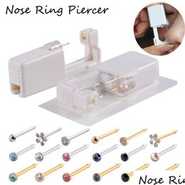 Other 1 Unit Gem Nose Studs Piercing Gun Piercer Disposable Safe Sterile Tool Hine Kit Earring Stud Body Jewellery Drop Delivery Tools Dhobi