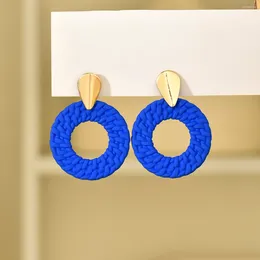 Stud Earrings Bohemia Blue Simulation Rattan Weave Spray Painting Acrylic For Women Fashion Round Drop Dangle Gift
