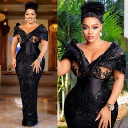 2024 Plus Size Prom Dresses for Black Women Promdress Formal Gowns for Girls Illusion Mermaid Sheer Neck Beaded Lace Birthday Party Dress Reception Gowns AM711