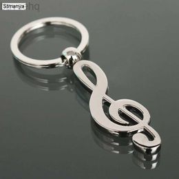 Keychains Lanyards Hot Nw Metal Musical note Key chain Cool Luxury Car Key Ring Musical Bag pendant Keychains For Man Women Gift jewelry K1602 d240417