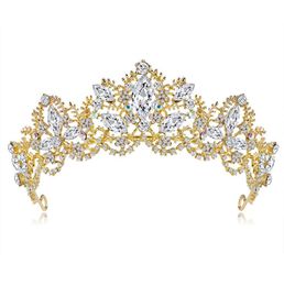 Fashion New Gold Silver Crystal Pearl Crown Wedding Tiara Bridal Hair Jewellery Hair Accessories Princess Pageant Crowns Gift For Wo7870241