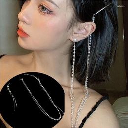Dangle Earrings Silver Colour Bar Long Thread Tassel Drop For Women Glossy Baroque Korean Earring Pearls Hair Clips Pin Fashion Jewellery