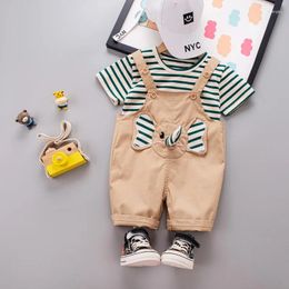 Clothing Sets Summer Childrens Overalls Three-dimensional Elephant Trunk Striped Short Sleeves