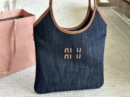 Summer denim bag designer handbag women's shoulder bag men's blue canvas handbag Hobo Cluth bag beach versatile tote wallet