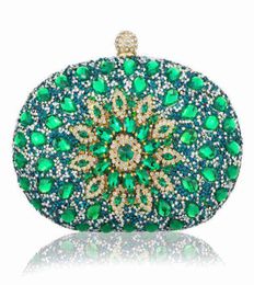 Wedding Diamond Floral Woman Clutch Bag Blue Crystal Handbags Sling Package Cellphone Pocket Matching Wallet Purse4242284