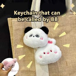 Plush Keychains Cartoon Keyring Squeak Chicken Doll Birthday Gift Piggy Squeeze Panda Plush Keychain Plush Stuffed Soft Chirping Pendant Y240415