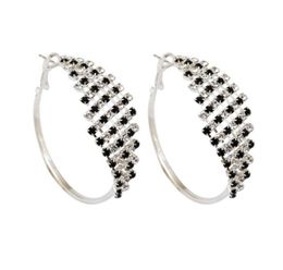 New Fashion Clear Black White Rhinstone Crystal Circel Hoop Earrings Nightclub Hoop Earring For Women LT22303631