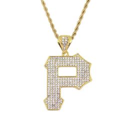 hip hop Letter P diamonds pendant necklaces for men alloy Capital luxury necklace Stainless steel Cuban chains lover jewelry 5234288