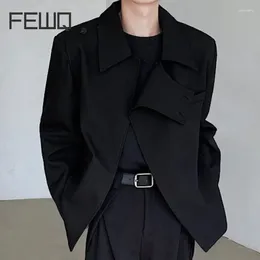 Men's Suits FEWQ Spring Stylish Blazer Lapel Male Suit Jacket Personalised Slit Shoulder Pad Design Mmale Blazers 2024 9C4564