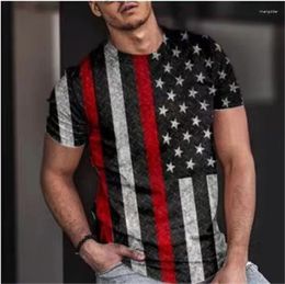 Men's T Shirts 2024 Summer T-shirt Short 3D Printed Fashion Top Casual US Flag Trendy Oversized Street Apparel