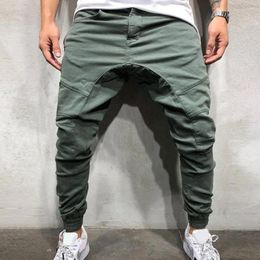 Men's Pants Simple Joggers Hip-hop Handsome Shrink Resistant Men Solid Color Sweatpants Slim