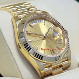 New Factory Version Counter quality watch 18K Yellow Gold Champagne Roman Dial Cal 3255 Movement Automatic ETA Diving Swimming Me283b