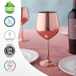 Stainless Steel Wine Glass - 18 oz - Unbreakable Rose Gold Wine Glasses for Travel Camping and Pool - Fancy Unique 240408