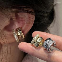 Backs Earrings Exquisite Zircon Double-Layer Ear Cuff No Piercing Earring Women Girls Punk Metal Geometric Clip Fashion Gold Colour