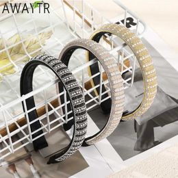 Headbands Women Girls Baroque Pearl Rhinestone Beads Hairband Headbands Adult Hair Hoop Head Ties Bezel Fashion Hair Accessories Headwear Y240417