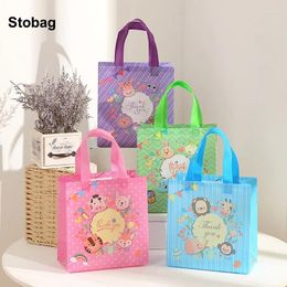 Storage Bags StoBag 12pcs Cartoon Non-woven Tote Fabric Gift Package Child Kids Birthday Waterproof Reusable Pouch Party Favours